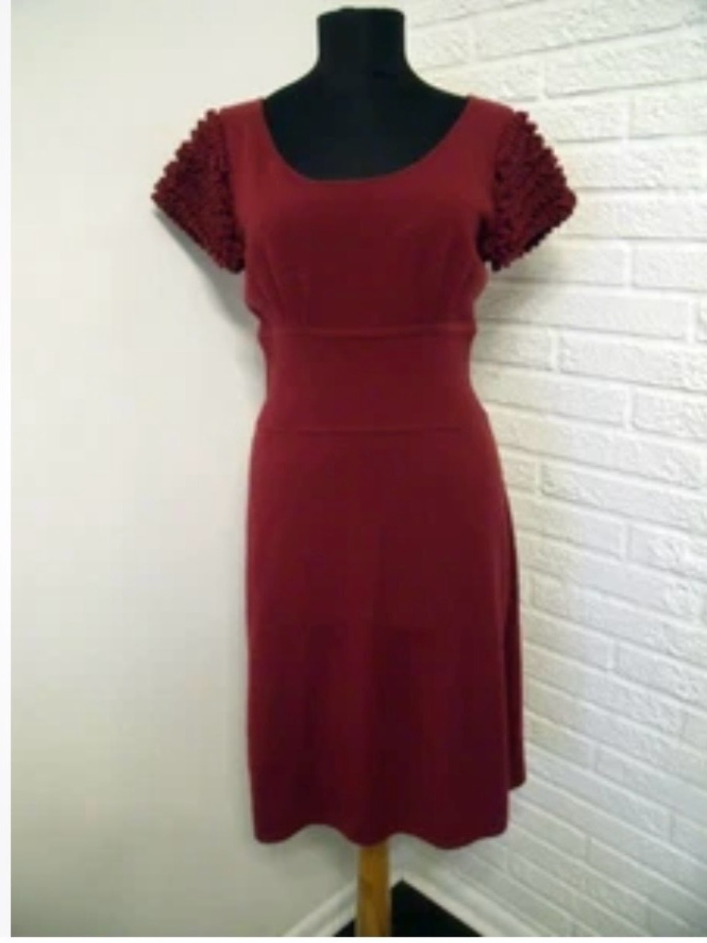 Catherine Malandrino Deep Burgundy 100% Cashmere Scoop Neck A-Line Dress Large